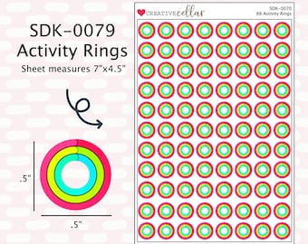 SDK-0079 // Planificateur de bagues autocollants 88 stickers pour bagues d'activités Apple Watch