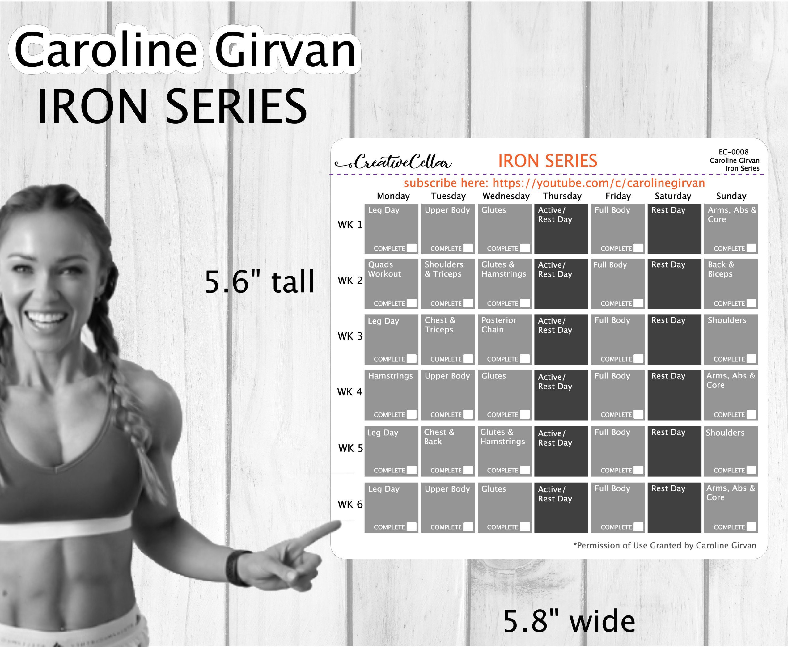 EC-0008 // Caroline Girvan Iron Series Workout Planner Stickers 