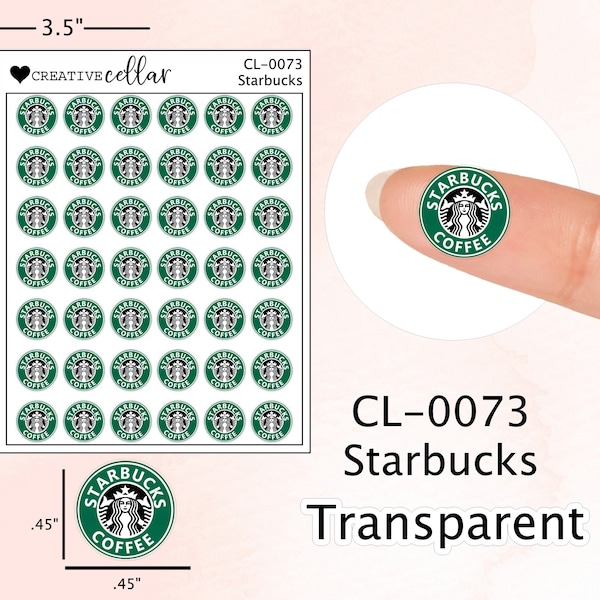 CL-0073 // CLEAR Starbucks Planner Stickers Green, Transparent Stickers Starbux