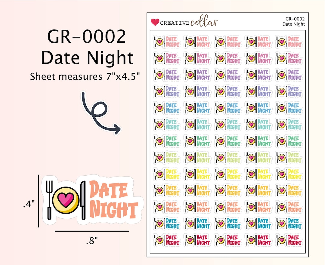 GR-0002 // Date Night Planner Stickers 65 Colorful Date Stickers - Etsy