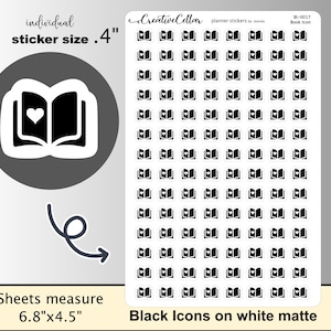 BI-0017 Book Icon Planner Stickers, Read Reading Stickers
