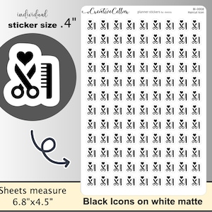 BI-0008 Scissors Icon Planner Stickers, Haircut Barber Stickers