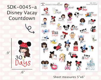 SDK-0045-a // Vacation 1 year Countdown Travel Planner Stickers -Fun Disney Vacation