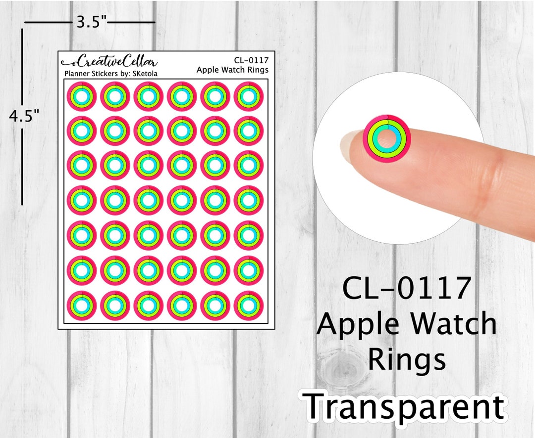 CL0117 // Ring Apple Watch Stickers 42 Transparent Planner Etsy