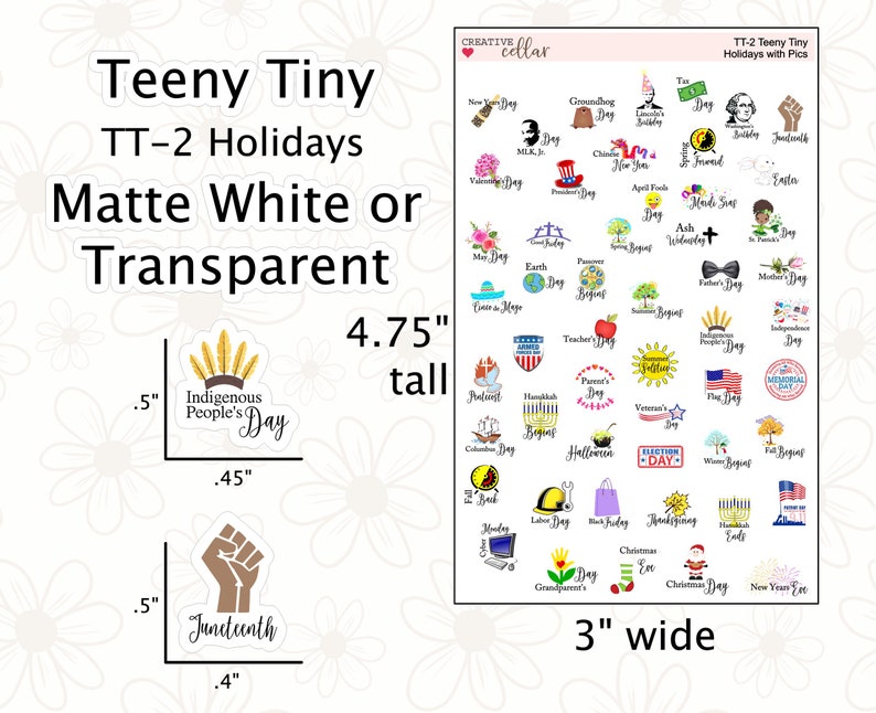 TT-2 // Holidays with Clipart Teeny Tiny Planner Stickers Holidays fit any Planner image 1