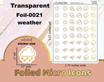 FOIL-0021 // 天気アイコン ゴールドホイル プランナー ステッカー 透明 マイクロサイズ トラッカー