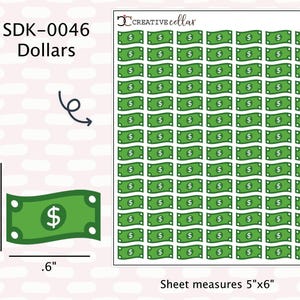 SDK-0046 // Naklejki Dollar Planner Funkcjonalne naklejki Dollar Przypomnienie o wypłacie pieniędzy