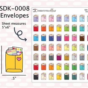 SDK-0008 // Adesivi per pianificatore 56 buste Adesivi per pianificatore, lettera, posta, ufficio postale