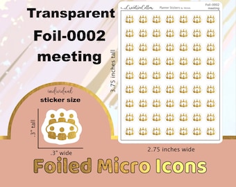 FOIL-0002 // Gold Foil Meeting Icon Planner Stickers Transparent Micro Size