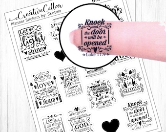 12 Bible Verse Stickers (CL-0103b) Planner Stickers Transparent