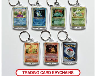 Miniature Trading Card Art Keychain | Retro Gamer Keychain Keyring | Birthday Party Favor Bags | Gamer Gift | Stocking Stuffer Gift