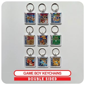Miniature Game Boy Video Game Case Art Keychain | Retro Gamer Keychain Keyring | Birthday Party Favor | Gamer Gift | Stocking Stuffer Gift