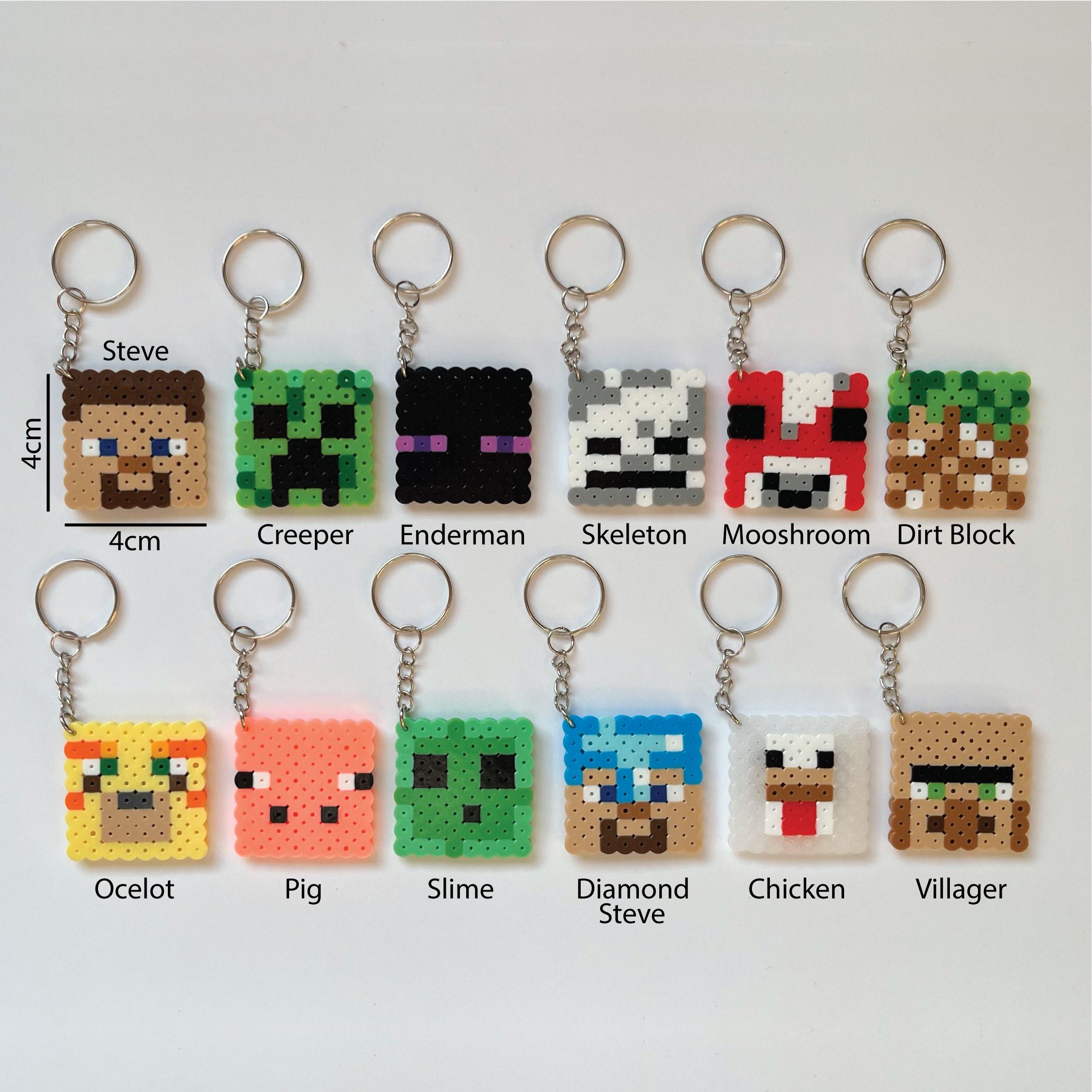 Minecraft Keychain Birthday Favors Made From Perler Beads