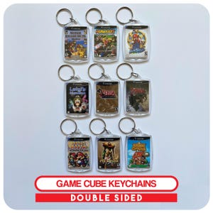 Miniature GameCube Video Game Case Art Keychain | Retro Gamer Keychain Keyring | Birthday Party Favors | Gamer Gift | Stocking Stuffer Gift