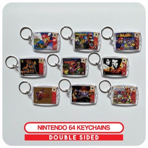 Miniature N64 Video Game Case Art Keychain | Retro Gamer Keychain Keyring | Birthday Party Favor Bags | Gamer Gift | Stocking Stuffer Gift