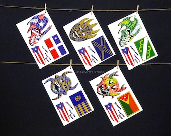 Celebrating Puerto Rico - Set of 5 Postcards (Lares, Caguas, Maunabo, Arecibo, Rincón)