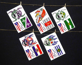 Celebrating Puerto Rico - Set of 5 Postcards (Adjuntas, Carolina, Camuy, Fajardo, Vieques)