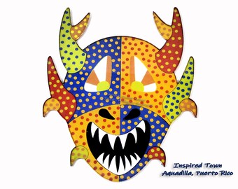 Celebrating Puerto Rico - Aquadilla mini-Vejigante Mask Wall Art