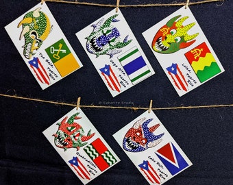 Celebrating Puerto Rico - Set of 5 Postcards (Toa Baja, Vega Alta, Loíza, Quebradillas, Cabo Rojo)
