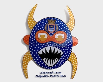Célébrer Porto Rico - Naguabo mini-Vejigante Mask Wall Art