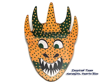 Celebrating Puerto Rico - Naranjito mini-Vejigante Mask Wall Art