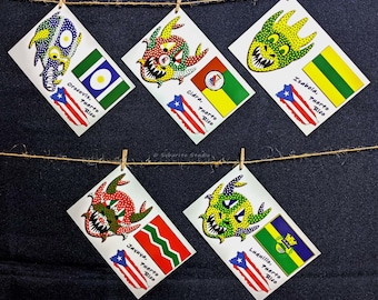 Celebrating Puerto Rico - Set of 5 Postcards (Orocovis, Cidra, Isabela, Jayuya, Luquillo)