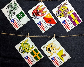 Celebrating Puerto Rico - Set of 5 Postcards (Guaynabo, Aguada, Canóvanas, Patillas, Juana Díaz)
