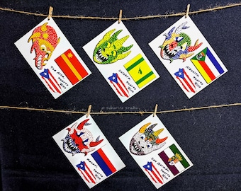 Celebrating Puerto Rico - Set of 5 Postcards (Toa Alta, Culebra, Aibonito, Manatí, San Germán)