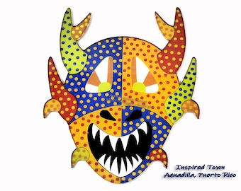 Célébration de Porto Rico - Aguadilla mini-Vejigante Mask Wall Art