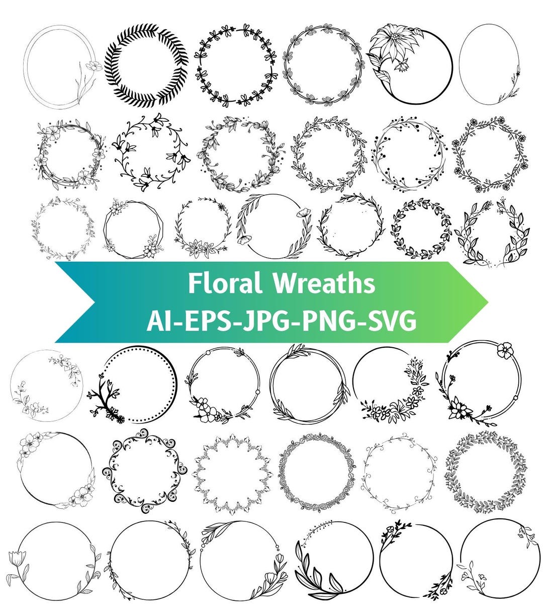 Floral Wreath SVG Bundle | Wedding Circle Frames (digital Download) - Etsy