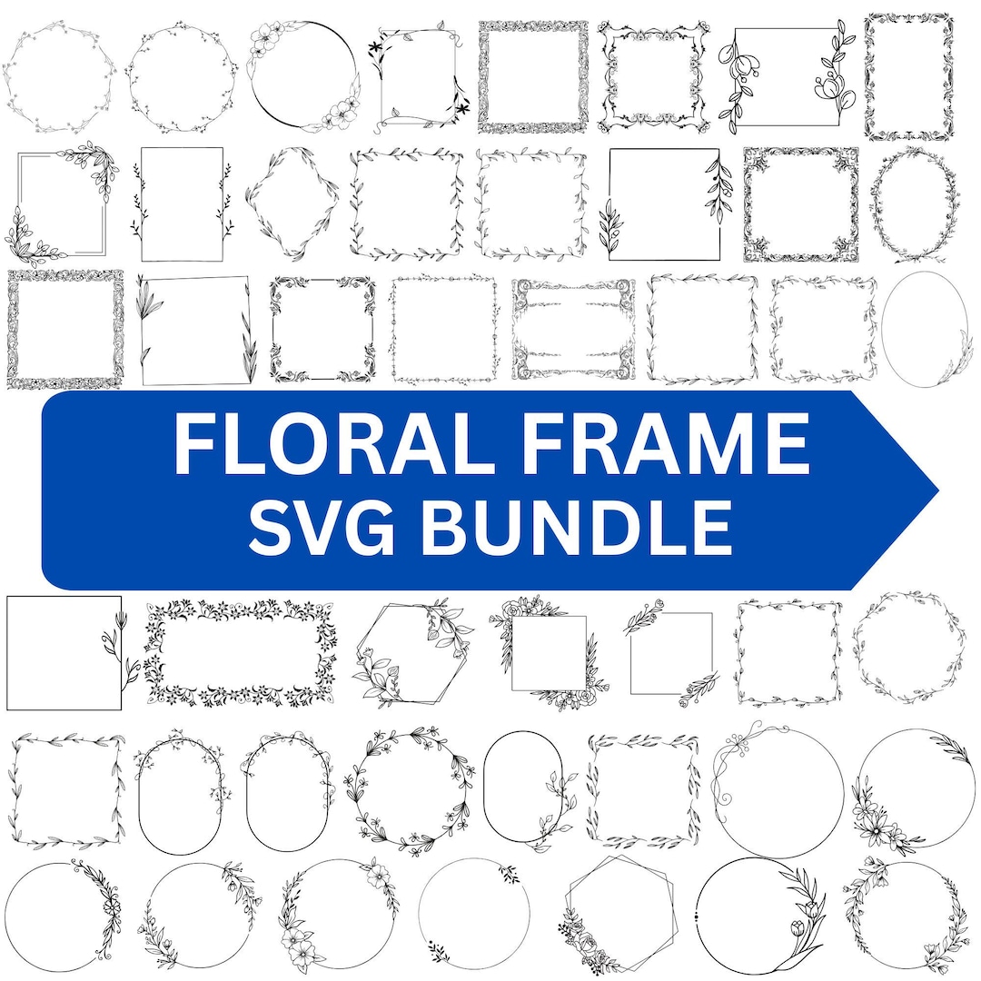 Floral Wreath SVG Bundle: Wedding Circle Frame, Vector Design (digital ...