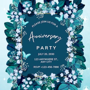 Tarjetas de invitación, Descarga instantánea, Fiesta, Cumpleaños, Boda, Aniversario