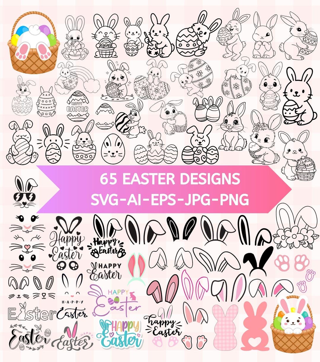 Easter Bunny SVG Bundle | 65 Bunny Designs (digital Download - Etsy