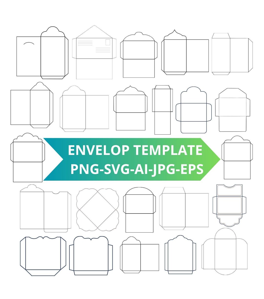 Envelope Template SVG Bundle: DIY Cut Files (digital Download) - Etsy