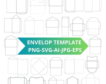 封筒テンプレート SVG バンドル: DIY カットファイル (デジタルダウンロード)