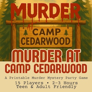 Murder at Camp Cedarwood | Printable Murder Mystery Game | Summer Camp Theme | Party Game for Teens & Adults | 15 Players