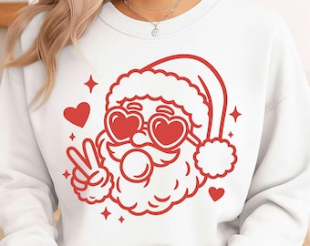 Christmas Shirts PNG Santa Bubble Gum SVG, Pink Santa Shirt Design, Trendy Christmas Crewneck PNG for Cricut & Silhouette (digital download)