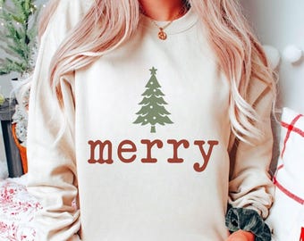 Merry Christmas Tree PNG, Simple Merry Tree Clipart, Hand Drawn Christmas PNG, Be Merry PNG, Holiday Design Art File (digital download)