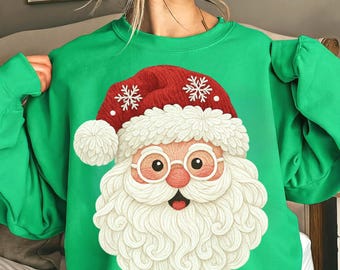 Latch hook bougie Christmas Santa trendy Christmas PNG Christmas hoodie art yarn santa png cozy yarn texture sublimation design
