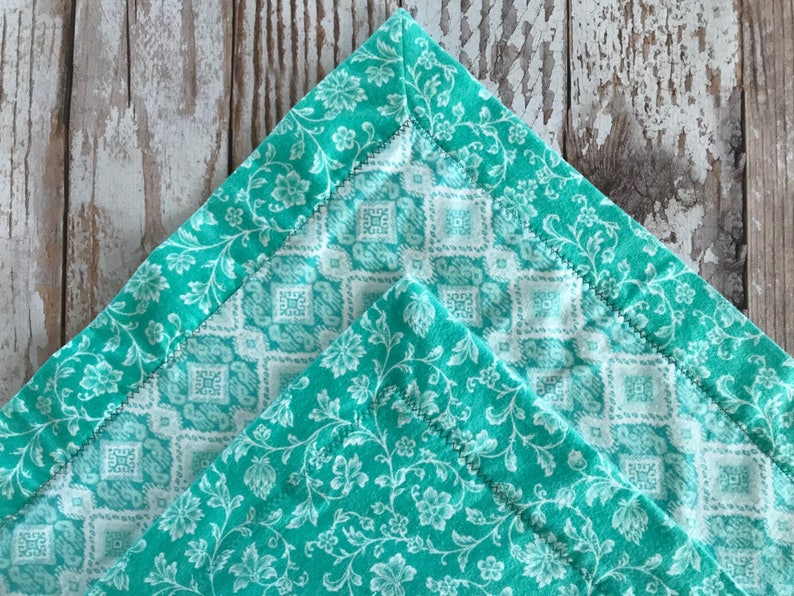 TEAL FLORAL Handmade Baby Swaddle Receiving Blanket