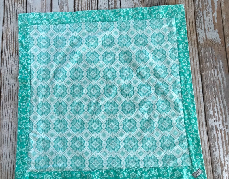 TEAL FLORAL Handmade Baby Swaddle Receiving Blanket