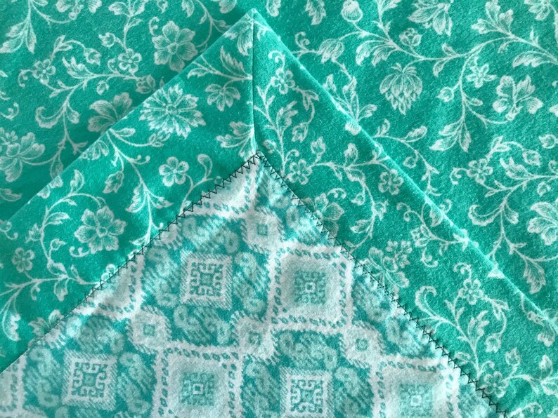 TEAL FLORAL Handmade Baby Swaddle Receiving Blanket