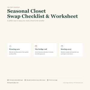 Seasonal Closet Swap Checklist and Worksheet, Weather-Timed Wardrobe Transition Printable for Fall and Winter, Digital Download