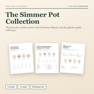 Simmer Pot Recipes Bundle Printable, Simmer Pot Formula, 12 Christmas and Winter Blends, Gift Jar Tags, Stovetop Potpourri, 3 PDFs