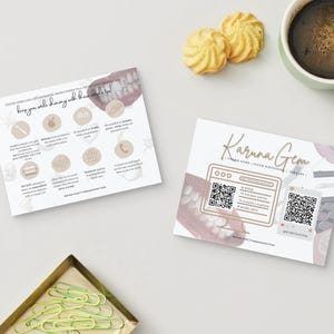 Carte de soin après-vente de gemme de dent | Personnalisable modifiable | Photos de dents de @KarunaGem | Carte de visite | Code QR | Modèle de toile | Téléchargement numérique