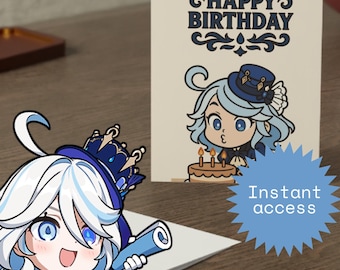 Genshin Impact Furina, Happy Birthday Card - Fun, Cute, Unique for Celebrations, Milestones or Gifts