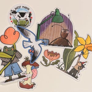 Stickerpakket ... schattige beestjes, kikkers en bloemen 7 stickers