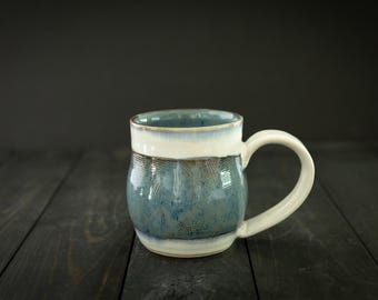 Handmade Wheel Thrown Ceramic Coffee or Tea Mug: Artisan Glazed Pottery Mug 14 ounce