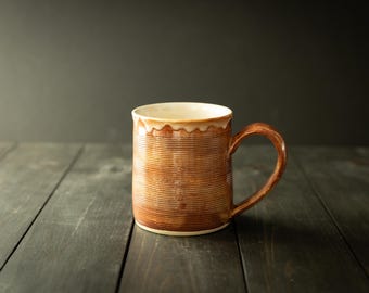 Handmade Wheel Thrown Coffee or Tea Mug: Artisan Glazed Pottery Mug 15 ounces