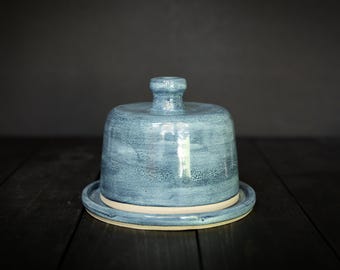 Handmade Wheel Thrown Ceramic Butter Dish: Artisan Glazed Pottery